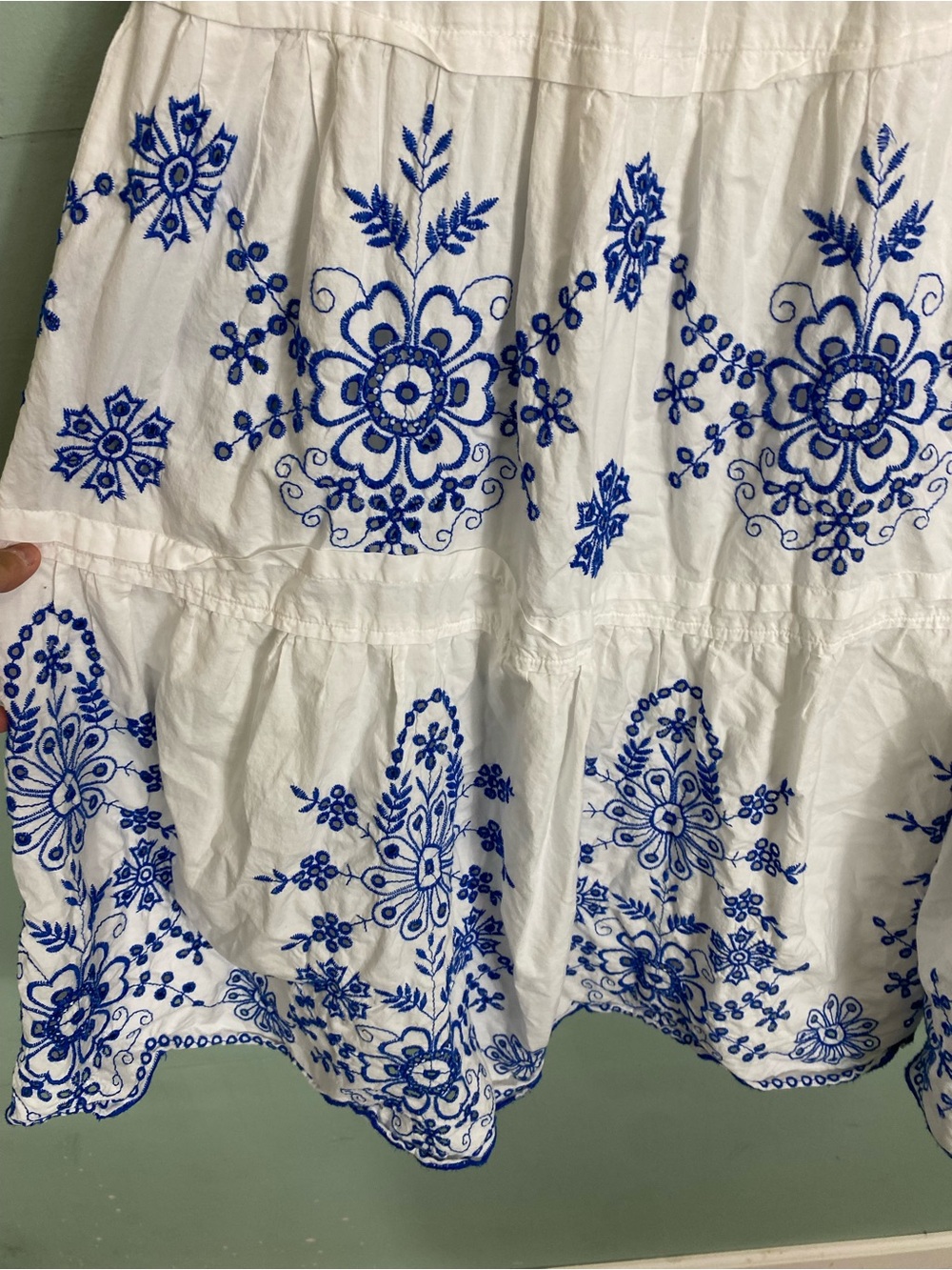 Anthropologie Somerset Embroidered Blue White Maxi Sundress XS - Picture 7 of 9